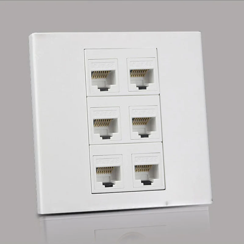 6 Ports RJ45 5e Network Wall Outlet Socket Internet Interface For Computer Laptop 6 Ports RJ45 5e Network Wall Outlet Socket Internet Interface For Computer Laptop