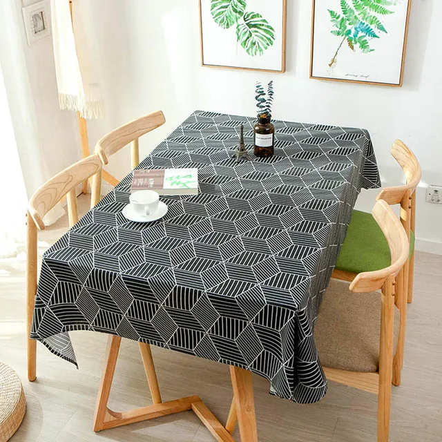 Cotton Linen Geometric Table Cloth Rectangle And Square Tablecloth