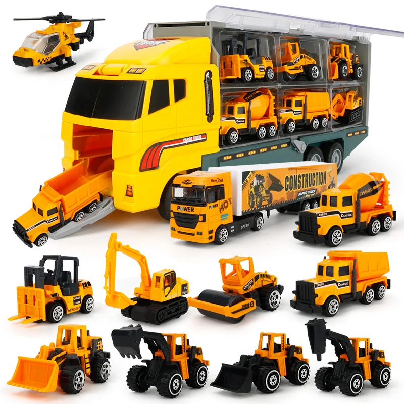 

PIP Games Container Truck (include 6 cars) Large Truck Transport Car Musical Alloy Metal Cars Model Boys Vehicle Toy Set PGM154