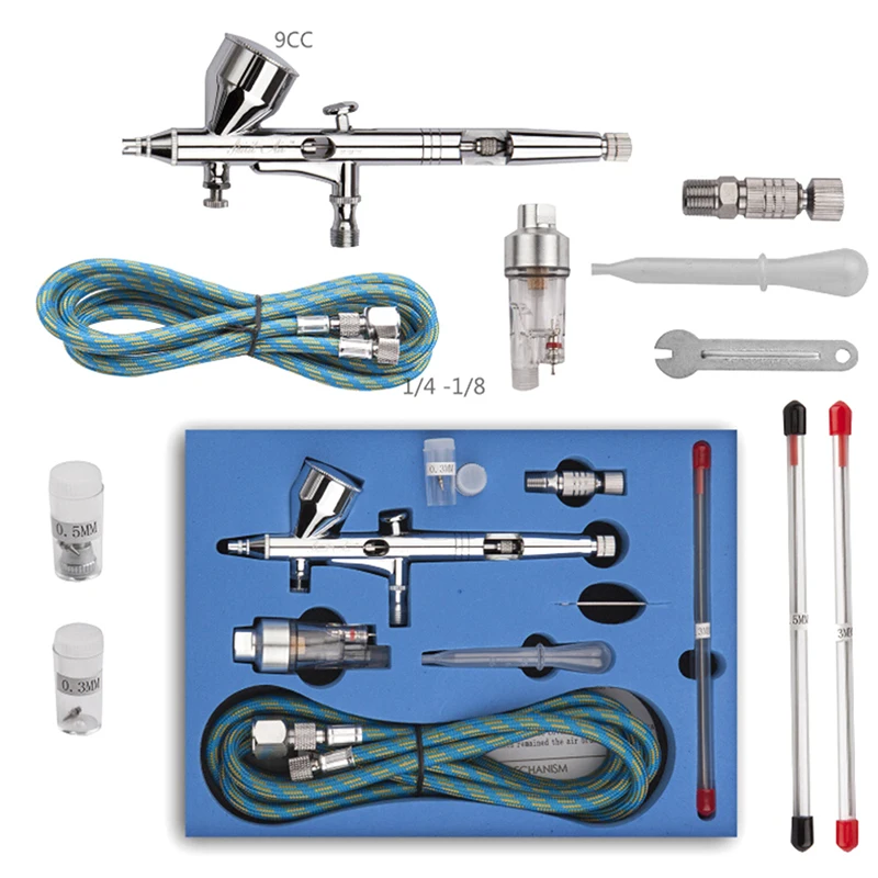 

Craft Cake Paint Art Spray Gun Power Tools Dual Action 3 Airbrush Air Compressor Kit