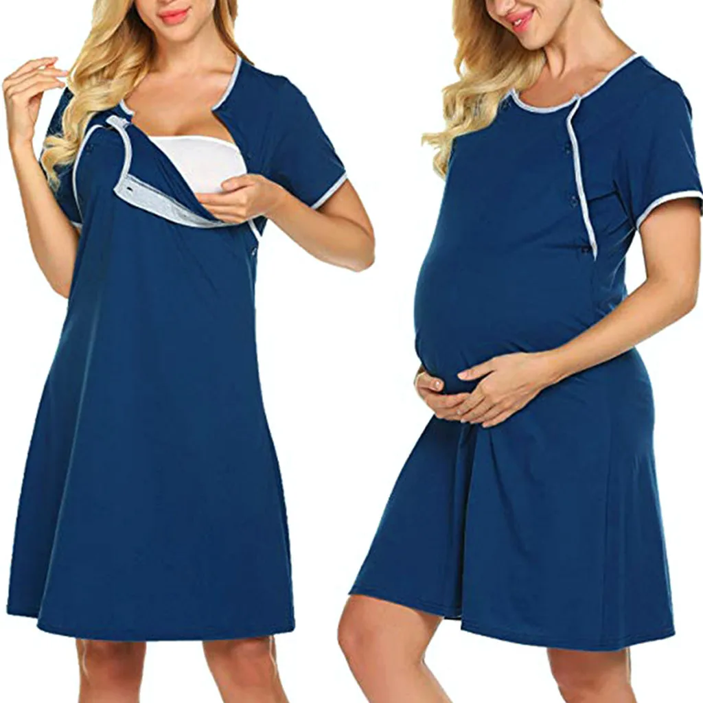 

Summer Maternity Nursing Dresses Clothing Maternity Short Sleeve Nursing Baby Breastfeeding Sundress Pregnancy Dress Clothes