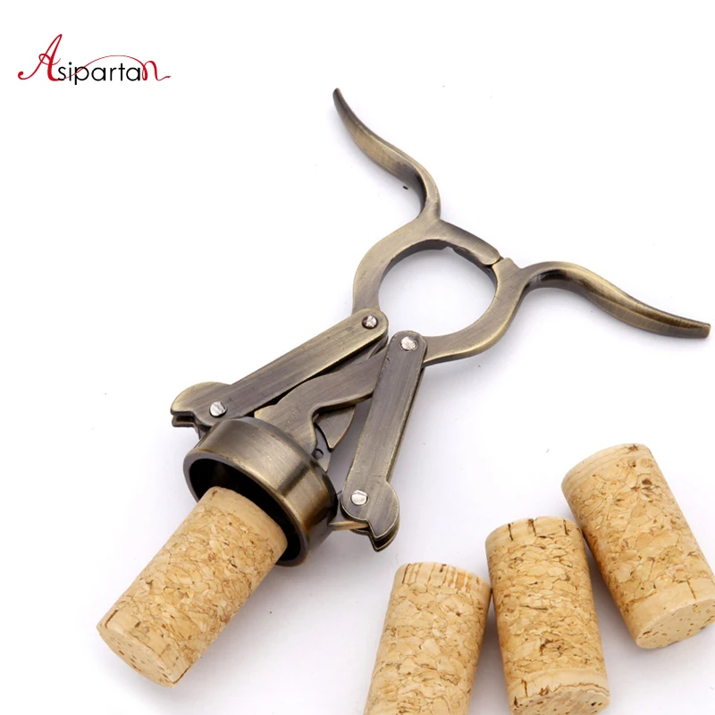Asipartan Retro Zinc Alloy Wine Opener Portable Red Wine Screw Corkscrews Wine Champagne Cork