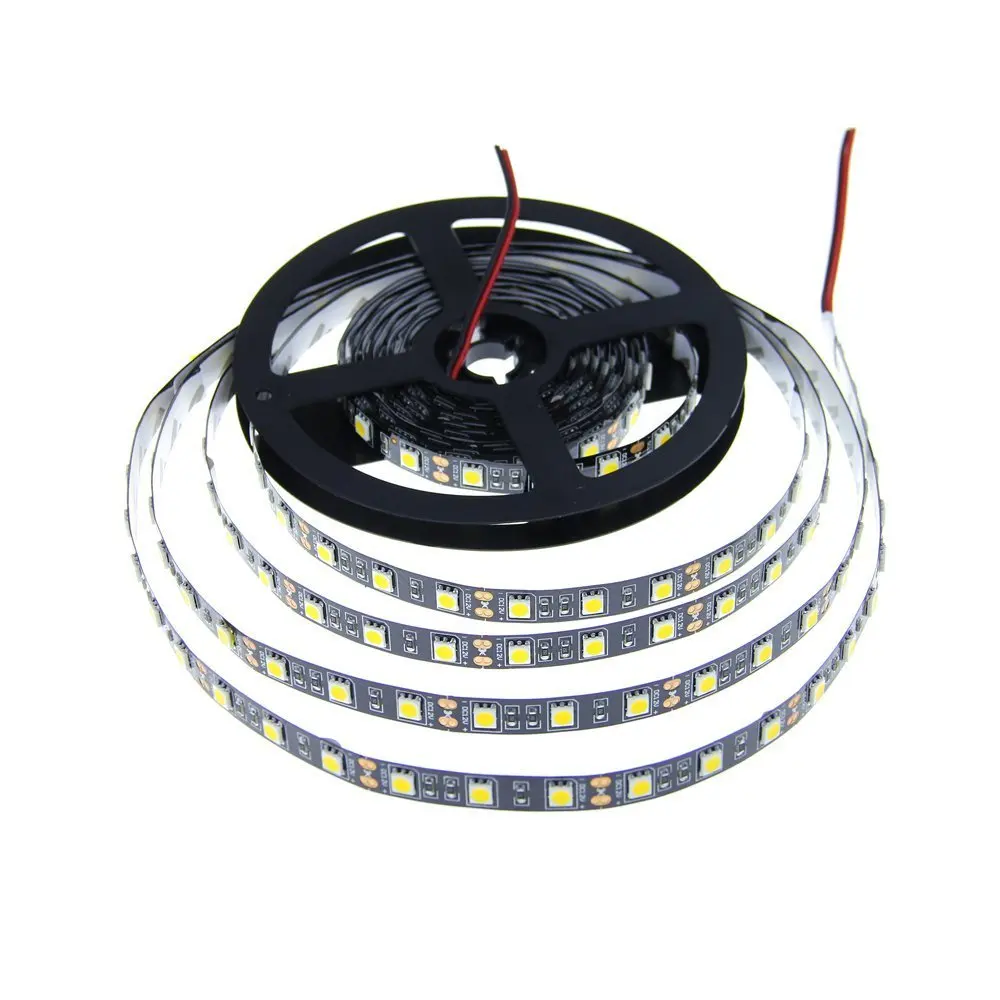 Mokungit 50 м 300 светодиодов 5050 SMD теплый белый светодиод Гибкая Газа лента Light Black pcb DC12V не Водонепроницаемый для домашний сад