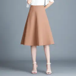 Женская универсальная Новая летняя юбка Saia Femininas на молнии Длинная Юбка До Колена Модная элегантная уличная Женская мода 2019