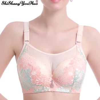 

Large Size Women Floral Printed Adjusted Full Cup Big Push Up Bra B C D Bralette Sexy Plus Size Brassiere Femme Bh