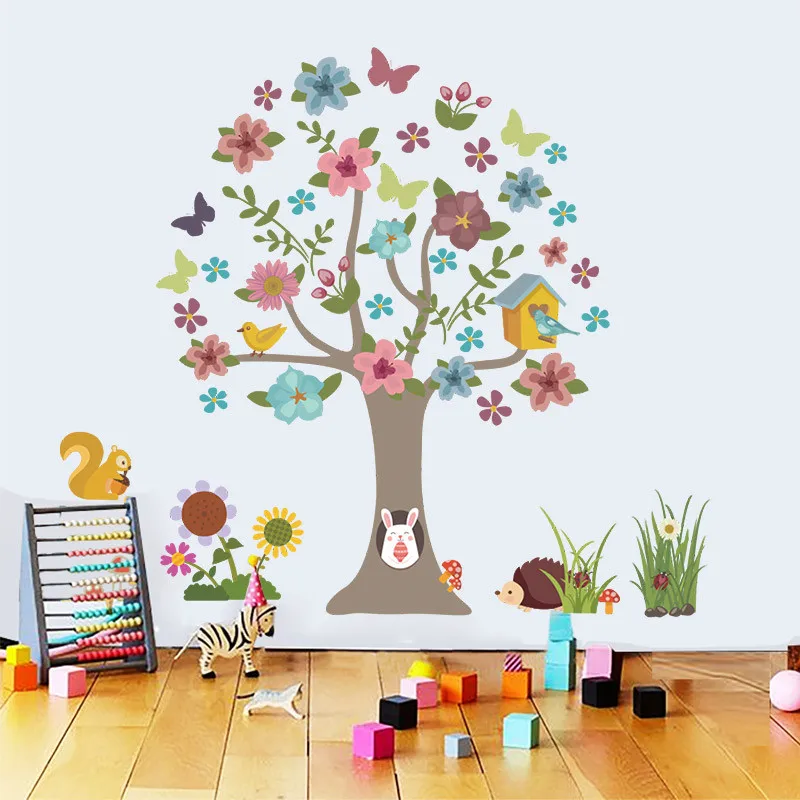 

Forest Tree Rabbit Animals Wall Stickers Mural Art Home Wall Decals Kids Living Room bedroom Decor Wedding Decoration