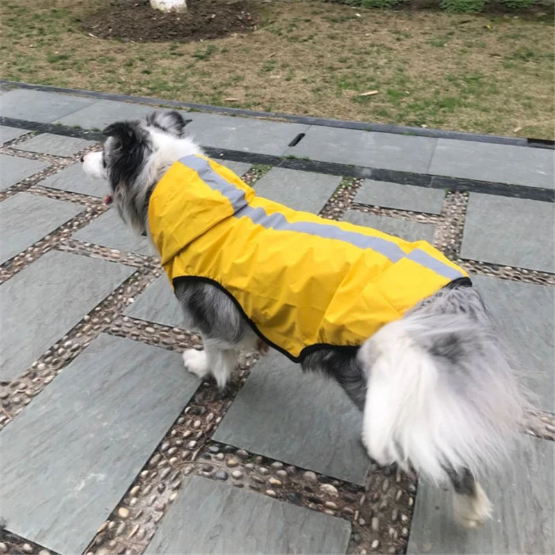 Регулируемый собака плащ Водонепроницаемый Pet дождь куртка пончо с светоотражающие полосы идеально пончо сетки дождевик для животных Одежда для собак