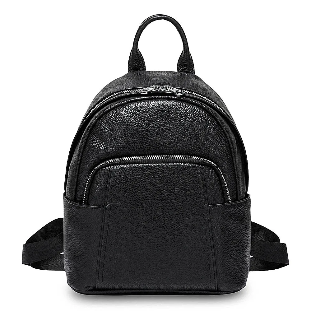 Zency, стиль, женский рюкзак, натуральная кожа, ранец, черный, дорожные сумки, консервативный стиль, для девочек, школьный ранец, для ноутбука, Ipad - Цвет: Черный