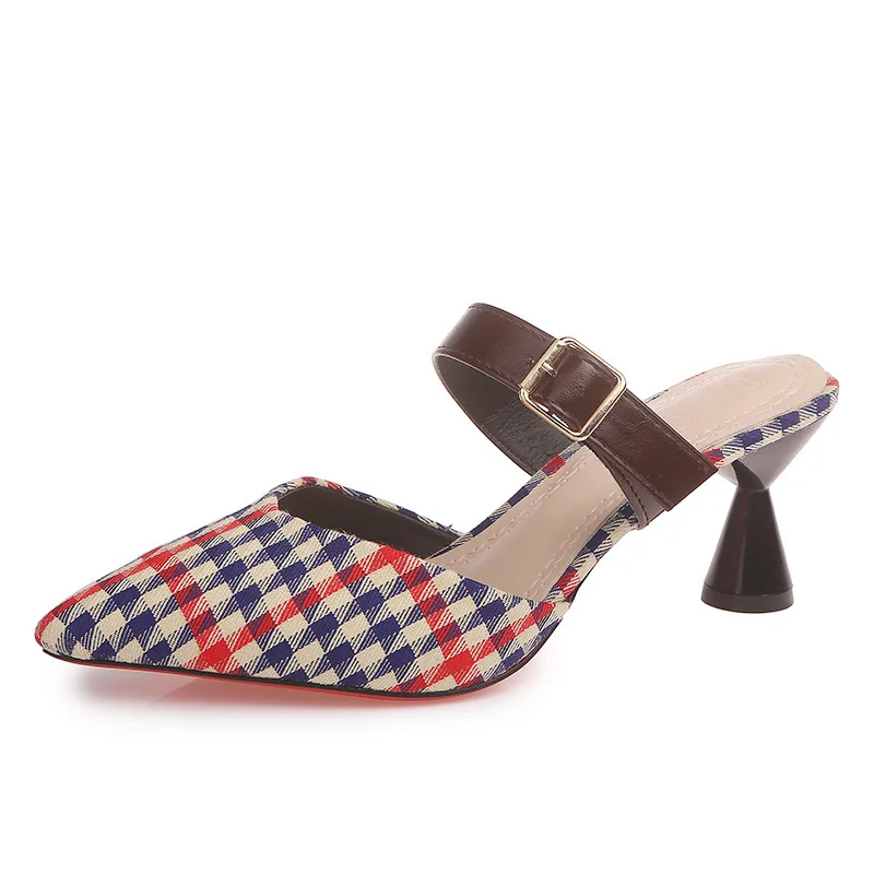 

Women's Sandals 2019 Summer New Sandals Female High-heeled Buckle Pointed Shoes