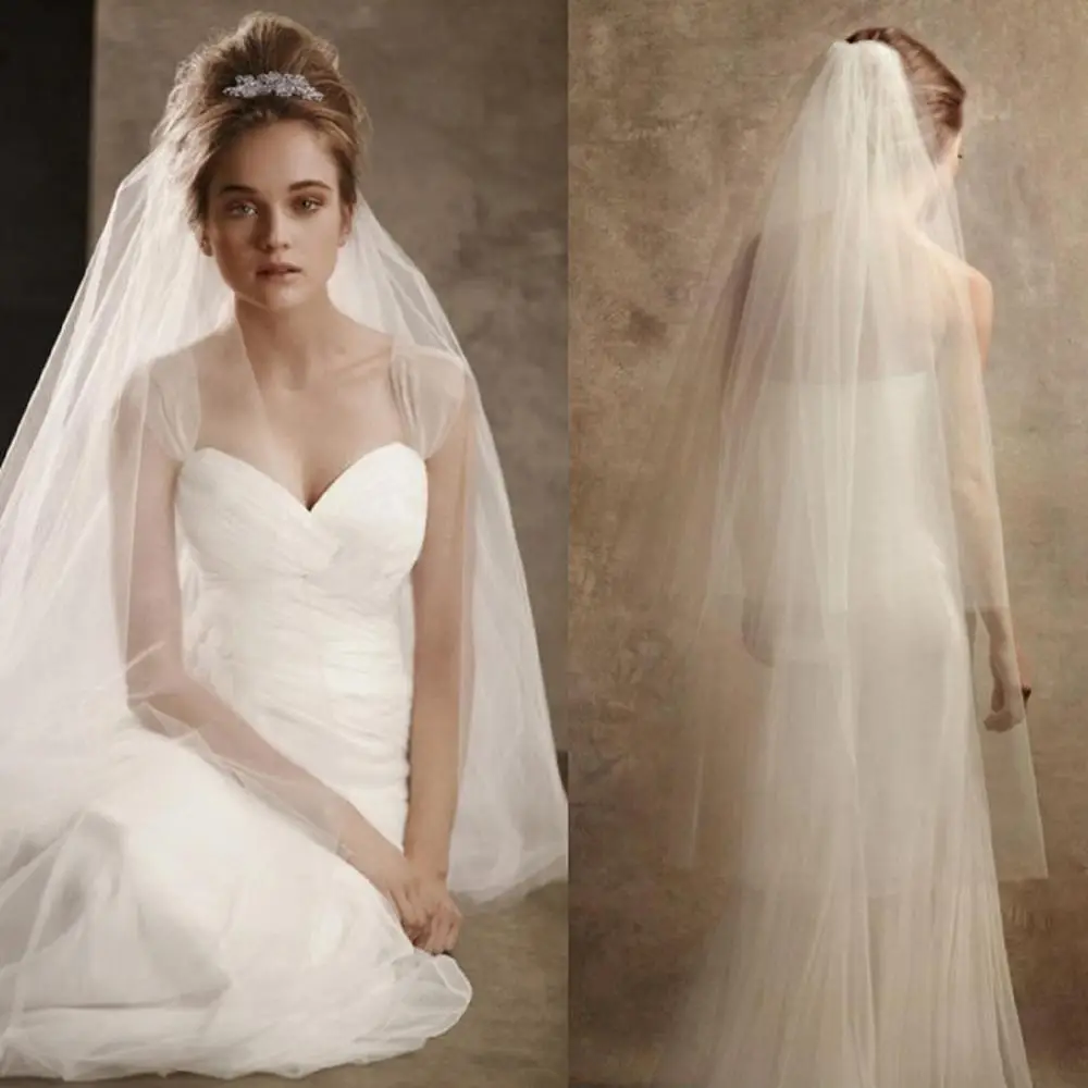

2019 High Quality One Layer 0.8 Meters One Layer 2.2m Width 1.5 M White Ivory 2 Layer Wedding Veil Bridal Veil Bridal Accessorie