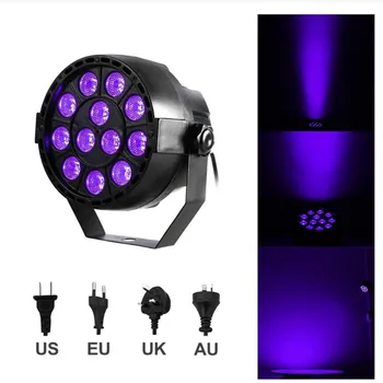

RGBW 12 LED Stage Light Effect Ultraviolet Color Flat Par DJ Disco Lamp KTV Bar Party Backlight Beam Projector Spotlight