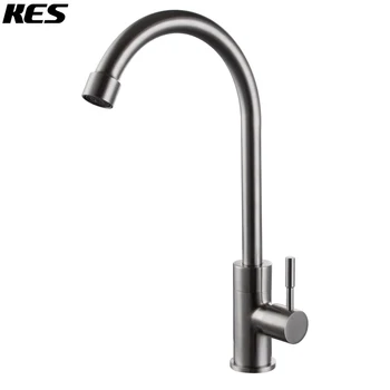 

KES K8050A/B SUS304 Stainless Steel Cold Tap Single Lever Kitchen Pantry Bar Faucet Lead-Free with 24-Inch Supply Hose, Brushed