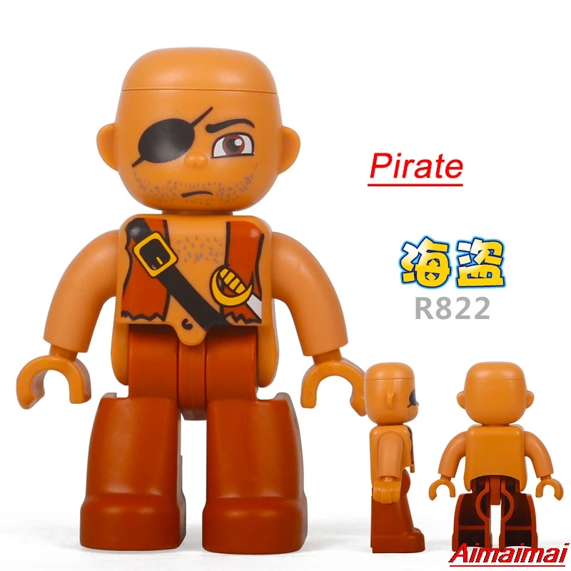 

Locking Duplo Pirate Blocks Figures Educational Bricks Compatible with Duploed Model For Kids Birthday Christmas Gifts Toys