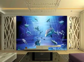 

3d wallpaper custom mural non-woven 3d room wallpaper Dolphins underwater world 3d setting wall photo 3d wall murals wallpaper