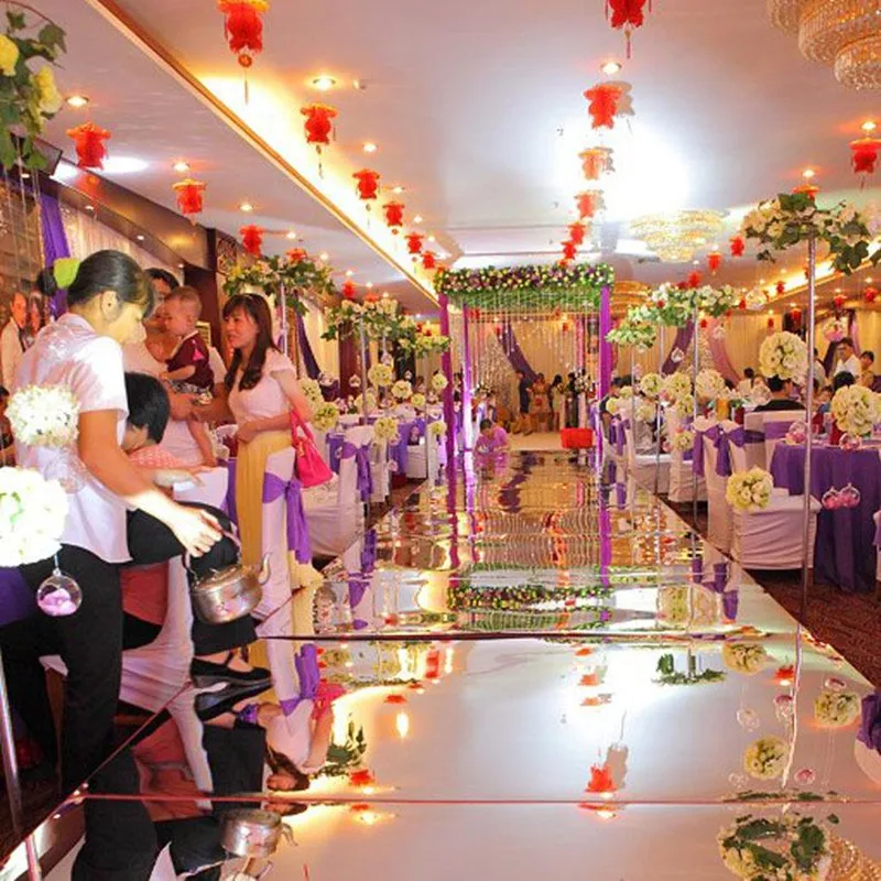 Nový příjezd 1 m / 1,2 m / 1,5 m Široký módní stříbrný zrcadlový koberec ulička běžec pro svatební party dekorace dodávky
