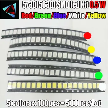 

500pcs=5 colors x 100pcs SMD 5730 5630 0.5W LED Diode Assortment KIT LED Diode Kit Green / RED / White / Blue / Yellow