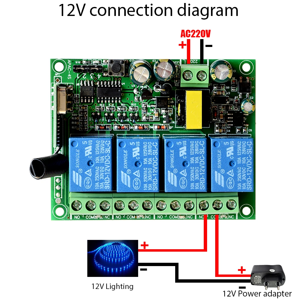 433Mhz Remote Control Smart 4CH Wireless Relay Output for G90B G90B plus S2G S2W S1 G90E