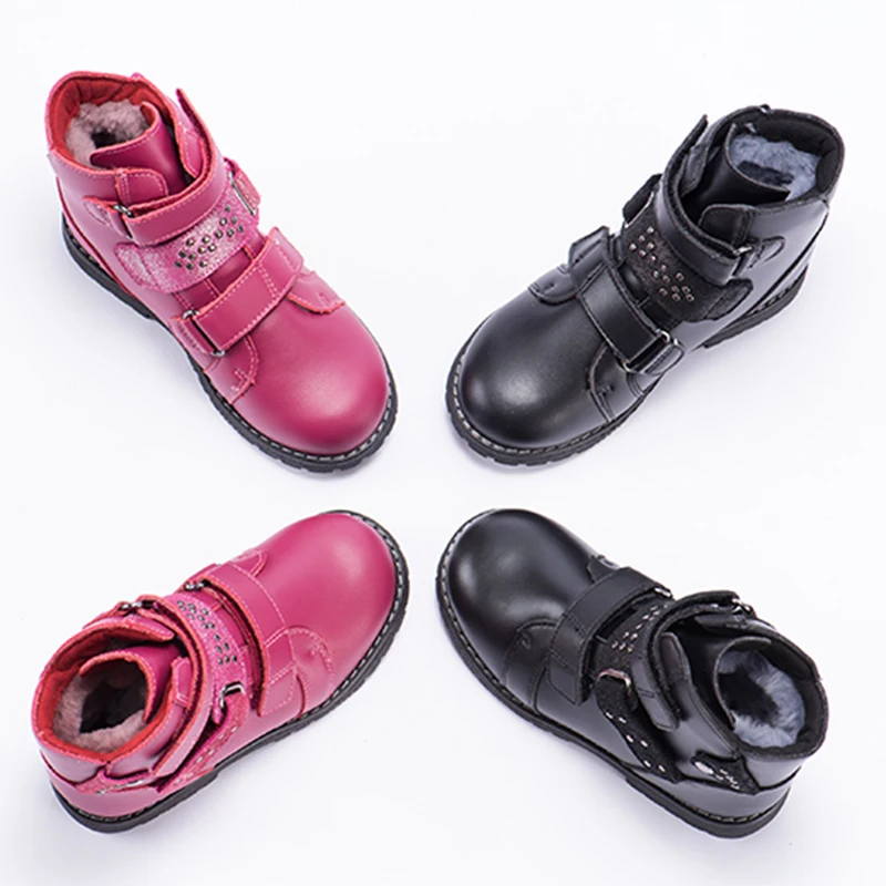 Princeprd новые зимние классические детские ортопедические ботинки для мальчиков и девочек из натуральной кожи, оргопедические ботинки для детей из натурального меха