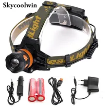 Налобный фонарь 2500 люмен 4 Режим CREE T6 светодиодный фар зум светодиодный головной свет с фонарик факел