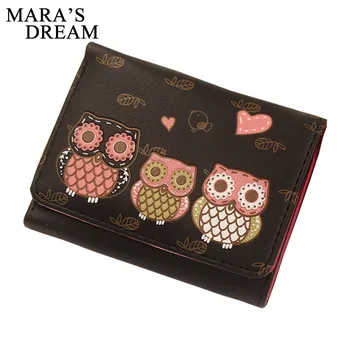 

Mara's Dream 2019 Ladies New Cartoon Cute Wallet 3 Fold Short Card Bag Purse Doodle Owl Animal Wallet