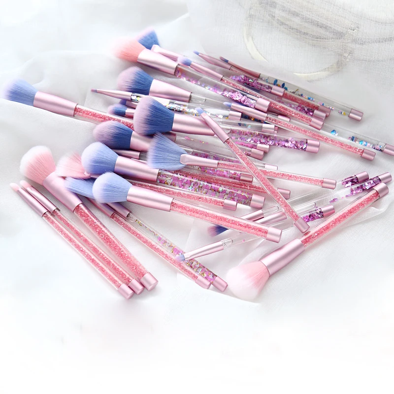 50 Sets/Lot Glitter Diamond Crystal Handle Makeup Brushes Set Powder