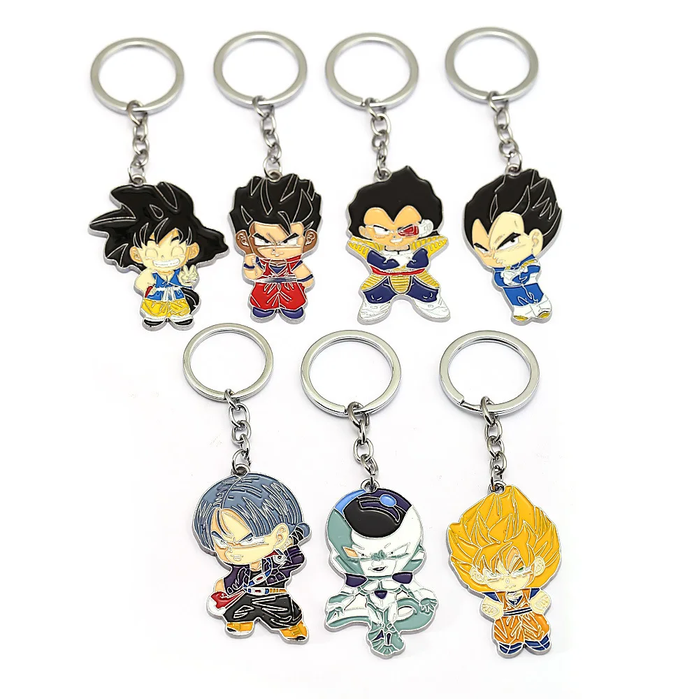 

High Quality 2019 New Cartoon Character Dragon Ball Keychain PVC Anime Figure Goku Vegeta Key Chain Double Side Key Ring
