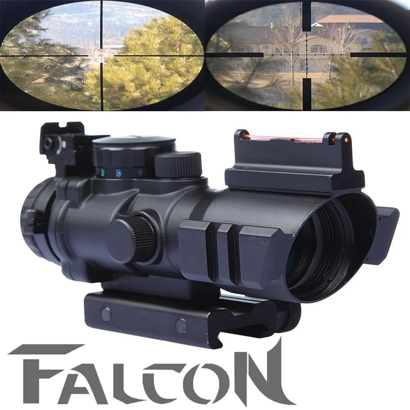 

4x32 Tri-Illuminated Compact Scope+Red Fiber Optics Sight free shipping