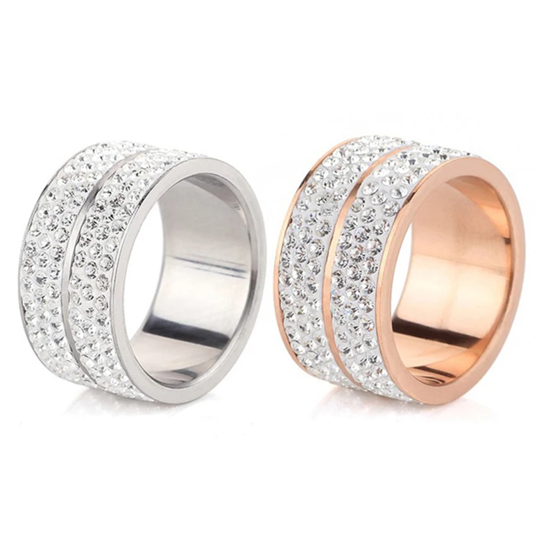 

Golden Cross New Fashion Wide Stainless Steel Rings For Women Rose Gold Color Wedding Party Jewelry