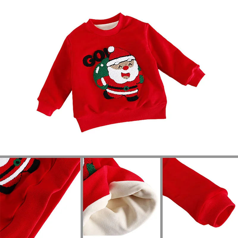 

Autumn Baby Boy Girl Clothes Children Christmas t-shirt Santa Claus Cartoon Pattern Long Sleeve Cotton kid Casual Clothing