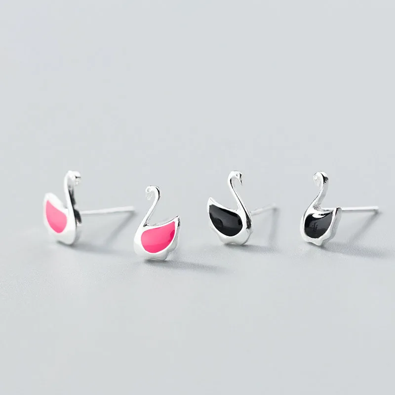 

Hot Cute Swan Ugly Duckling 925 Sterling Silver Studs Earrings