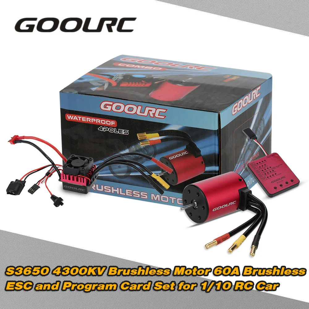 

Original GoolRC S3650 4300KV Sensorless Brushless Motor 60A Brushless ESC and Program Card Combo Set for 1/10 RC Car Truck