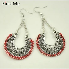 Find Me 2018 brand fashion Carved Rope Wrap Drop Earrings Vintage color Power boho punk big