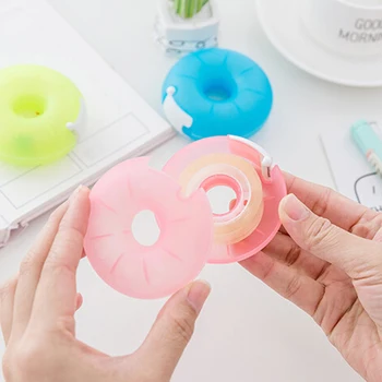 

Cartoon Tape Dispenser Portable Donut Tape Holder Korea Creative Invisible Tape Cutter Stationery With Small Tape Inside