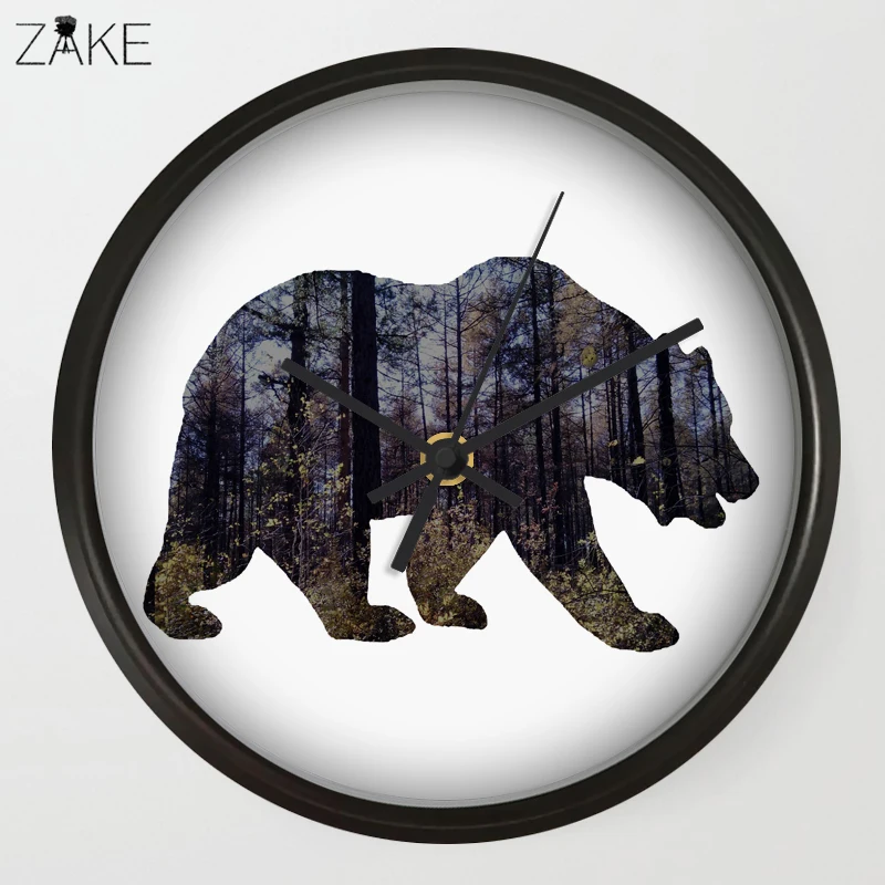 

Nordic Art Wall Clocks Forest Bear For Bedroom Wall Decoration, Table Decorative Mute Quartz Clock Home Decor