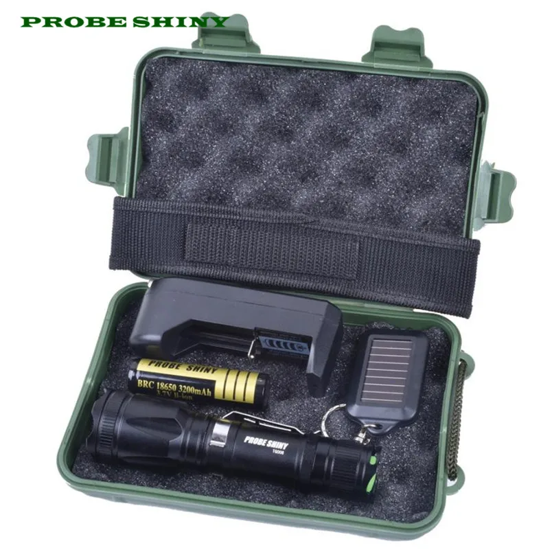 Zoomable XML T6 LED Tactical Flashlight+18650 Battery+Charger+keychain Free Shipping #NO12 | Освещение