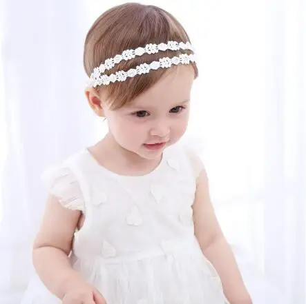 

10pcs 2017 New Wholesale Newborn double Lace Elastic Hair band rhinestone Headbands Turban Kids Headwear bebe Hair Accessories