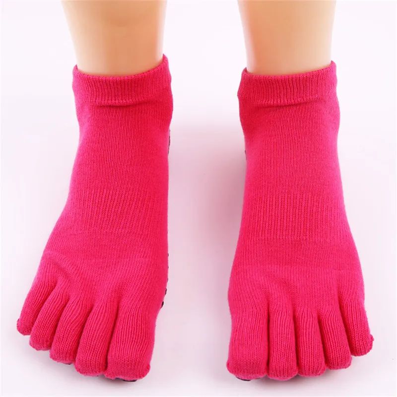 Натуральный хлопок теплые носки для йоги для женщин мужчин пять пальцев Нескользящие Дышащие носки для фитнеса балетные спортивные носки - Цвет: red
