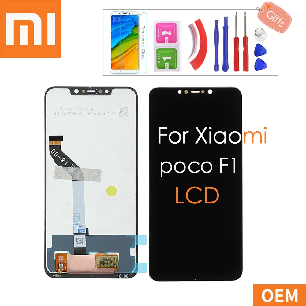 

6.18" Original LCD Digitizer For XIAOMI Pocophone F1 LCD Touch Screen with Frame Replacement For POCO F1 LCD Display +Gifts