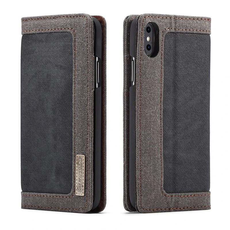 

Luxury Canvas Book Phone Case For iPhone X Xr Xs Max Flip Case Card Holder Wallet Magnetic Cover For iPhone Xs 10 8 7 Plus Coque