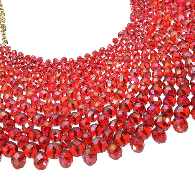 Красное/белое/золотое массивное ожерелье ручной работы для женщин, колье с нагрудным воротником, ожерелье с кристаллами, макси ювелирные изделия для женщин
