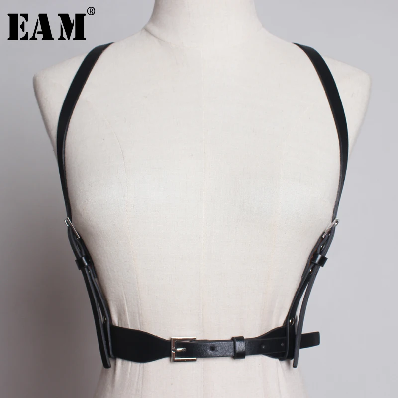 

[EAM] 2019 New Spring Summer Pu Leather Black Buckle Strap Personality Adjustable Belt Women Fashion Tide All-match JT460