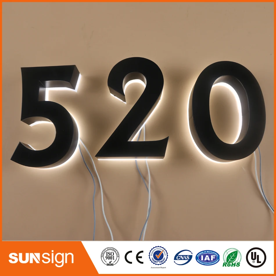Custom led illumination doorplate lamp house number light outdoor lighting hot sale