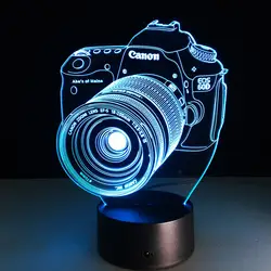 3D светодиодный настольная лампа Камера светодиодный USB лампа сенсорный RGB Цвет изменение Новинка настольный ночник прикроватные украшения