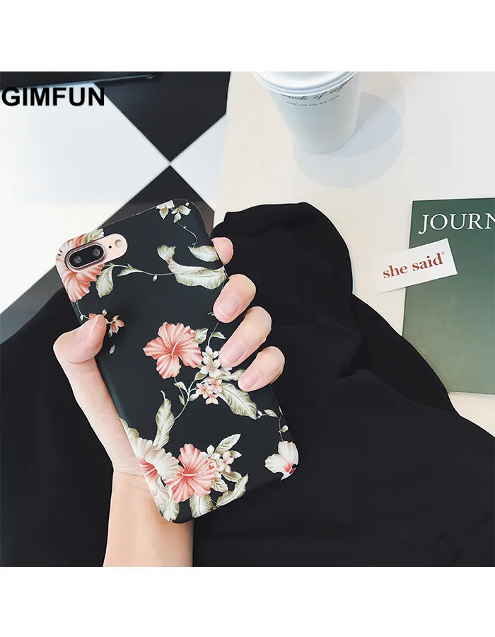 

GIMFUN Art RETRO Flower phone case for IPhone 6s/74.7'' 6plus 7plus 5.5'' Scrub Hard Plastic phone Cover Female