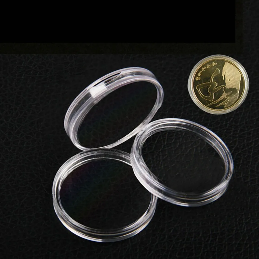 

Portable 10Pcs Transparent Plastic Round Coin Capsules Holders Storage 27mm Coins Collect Containers Boxes