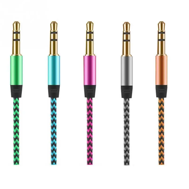 

New 1M Unique Braided Fabric Hemp Rope 3.5MM Jacks Male To Male Audio Cable AUX Auxiliary Cord For Car Phone for Samsung for HTC