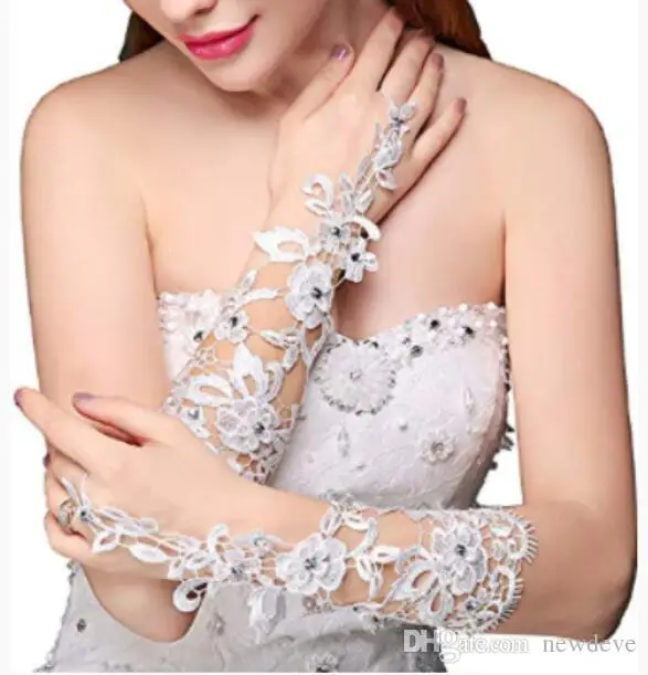 new-arrival-cheap-in-stock-lace-appliques-beads-fingerless-wrist-length-with-ribbon-bridal-gloves-wedding-accessories