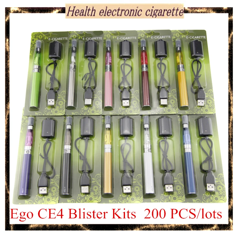 200pcs/lots E Cigarette CE4 eGo blister kits ce4 Atomizer 650mah 900mah 1100mah Battery Electronic Cigarette Facotry wholesale