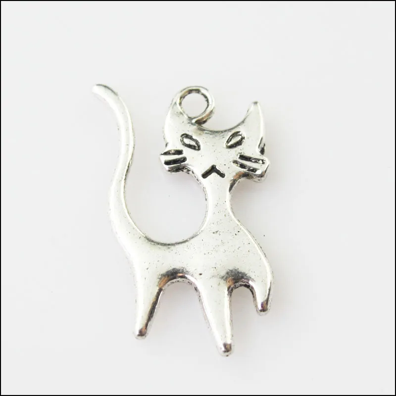 

New 8Pcs Tibetan Silver Tone Lovely Animal Cat Charms Pendants 14x24mm