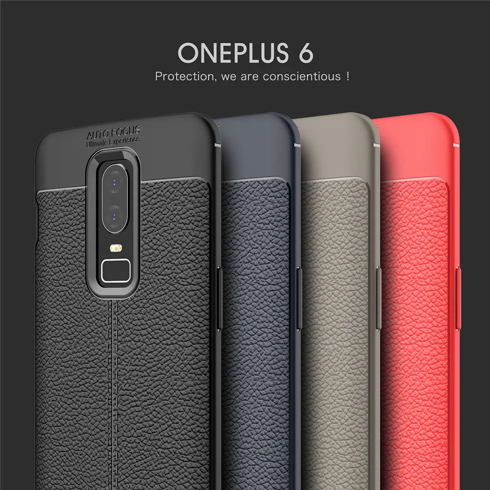 

For Oneplus 6 Case Silicone Shockproof Case Cover Luxury PU Leather Litchi Pattern Soft TPU Case for Oneplus 6